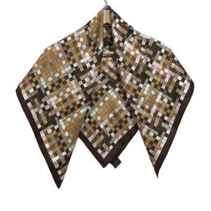 HERMES Carre 90 - Dark Brown Light Pink Multi Scarf 299-072525
